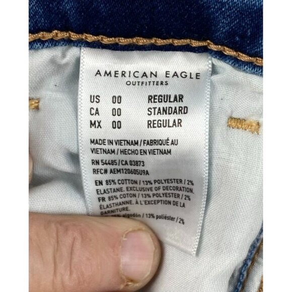American Eagle Women's Jeans Size 00 Distressed Mom Regular Soft Stretch Denim - Picture 3 of 16